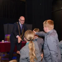 _DSC6578 Ryan McAdams greetings school children